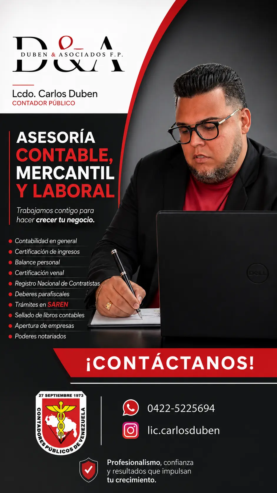 Pieza gráfica de Duben & Asociados